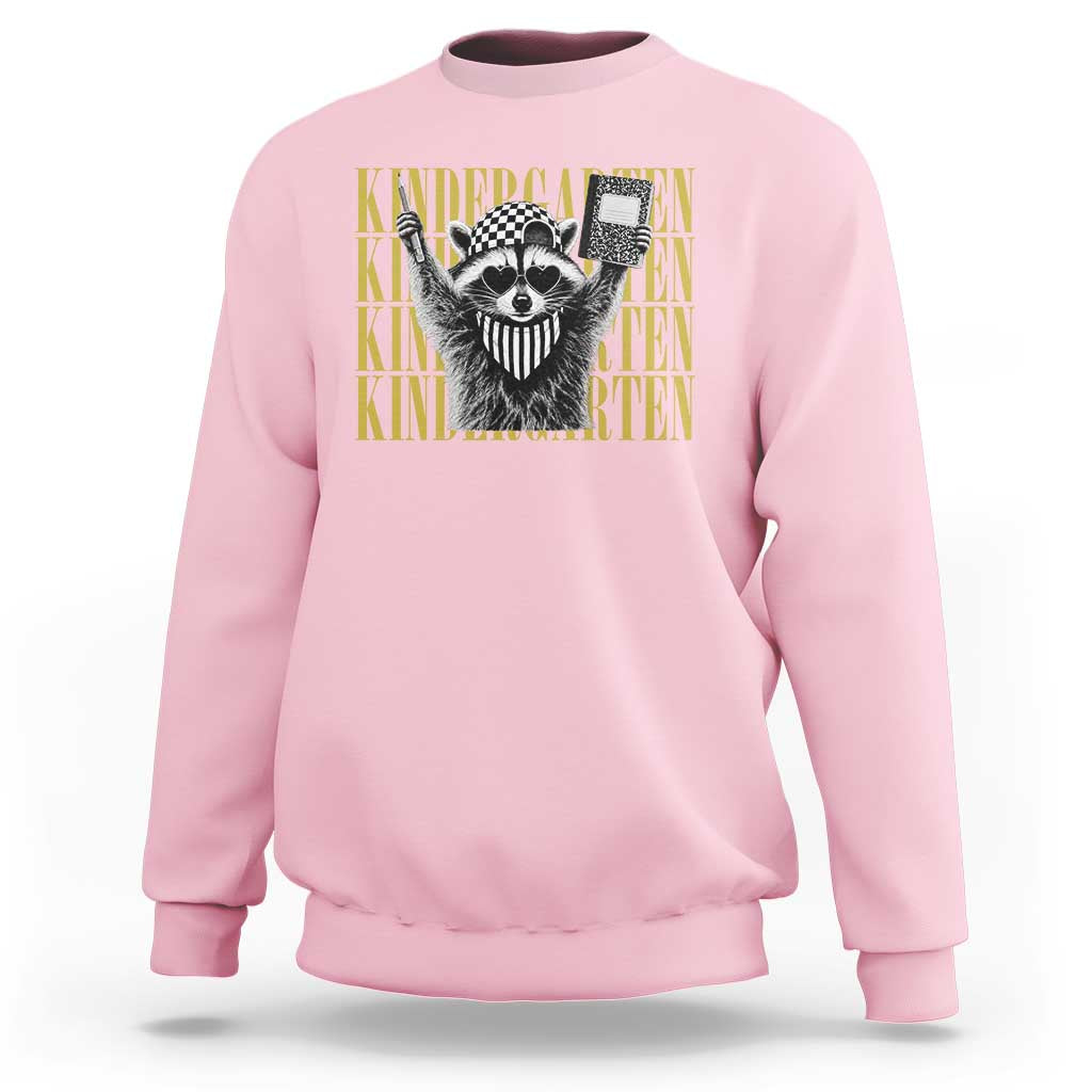 Cool Kindergarten Raccoon Back to School Sweatshirt First Day of School Funny Kids Gift