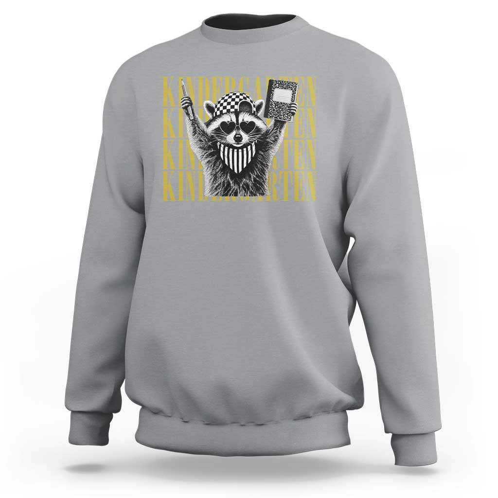 Cool Kindergarten Raccoon Back to School Sweatshirt First Day of School Funny Kids Gift