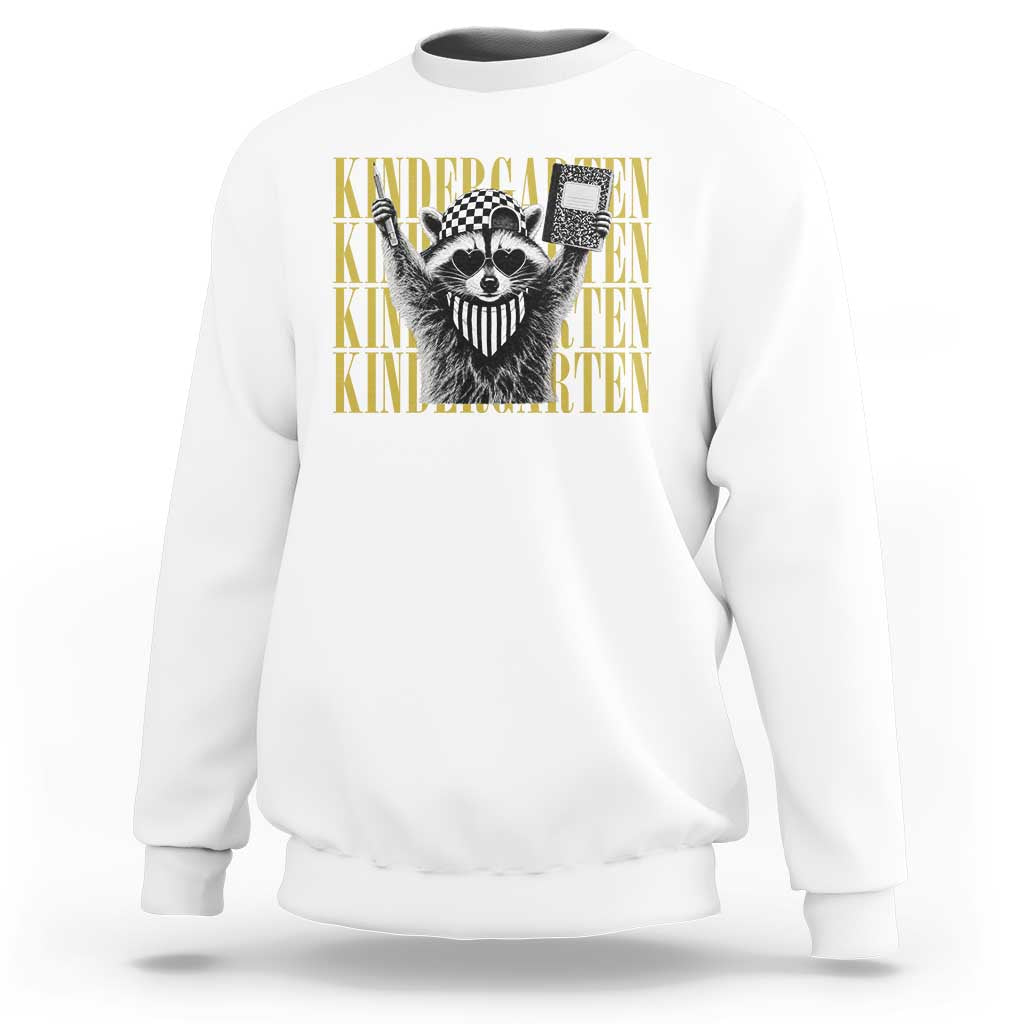 Cool Kindergarten Raccoon Back to School Sweatshirt First Day of School Funny Kids Gift
