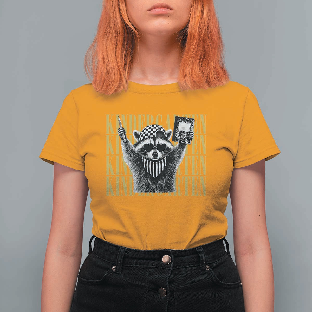 Cool Kindergarten Raccoon Back to School T Shirt For Women First Day of School Funny Kids Gift