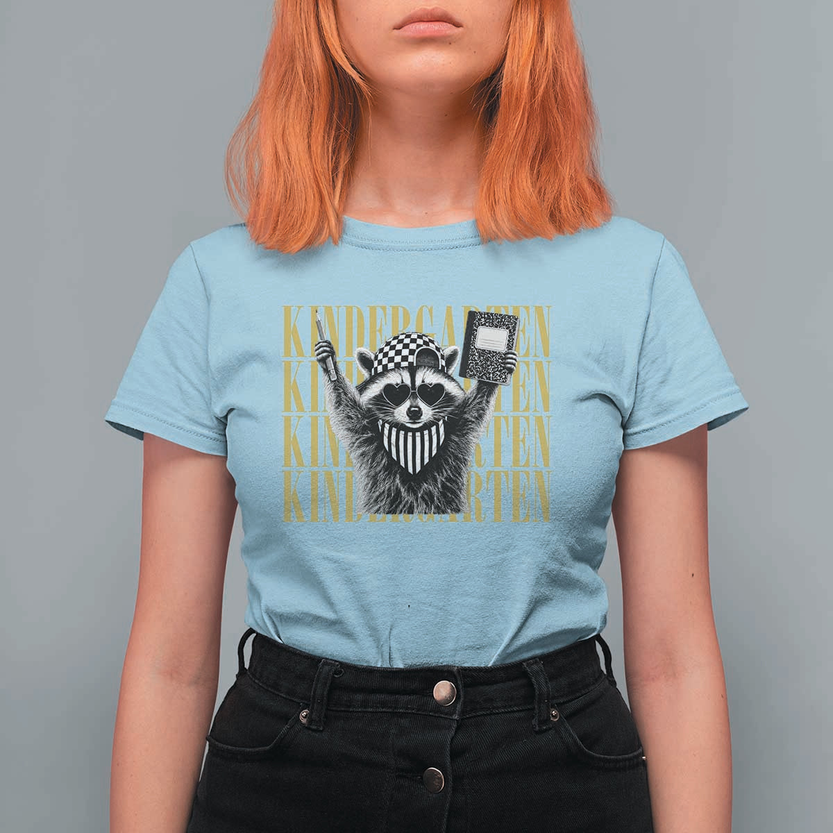 Cool Kindergarten Raccoon Back to School T Shirt For Women First Day of School Funny Kids Gift