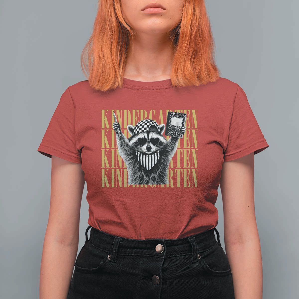Cool Kindergarten Raccoon Back to School T Shirt For Women First Day of School Funny Kids Gift
