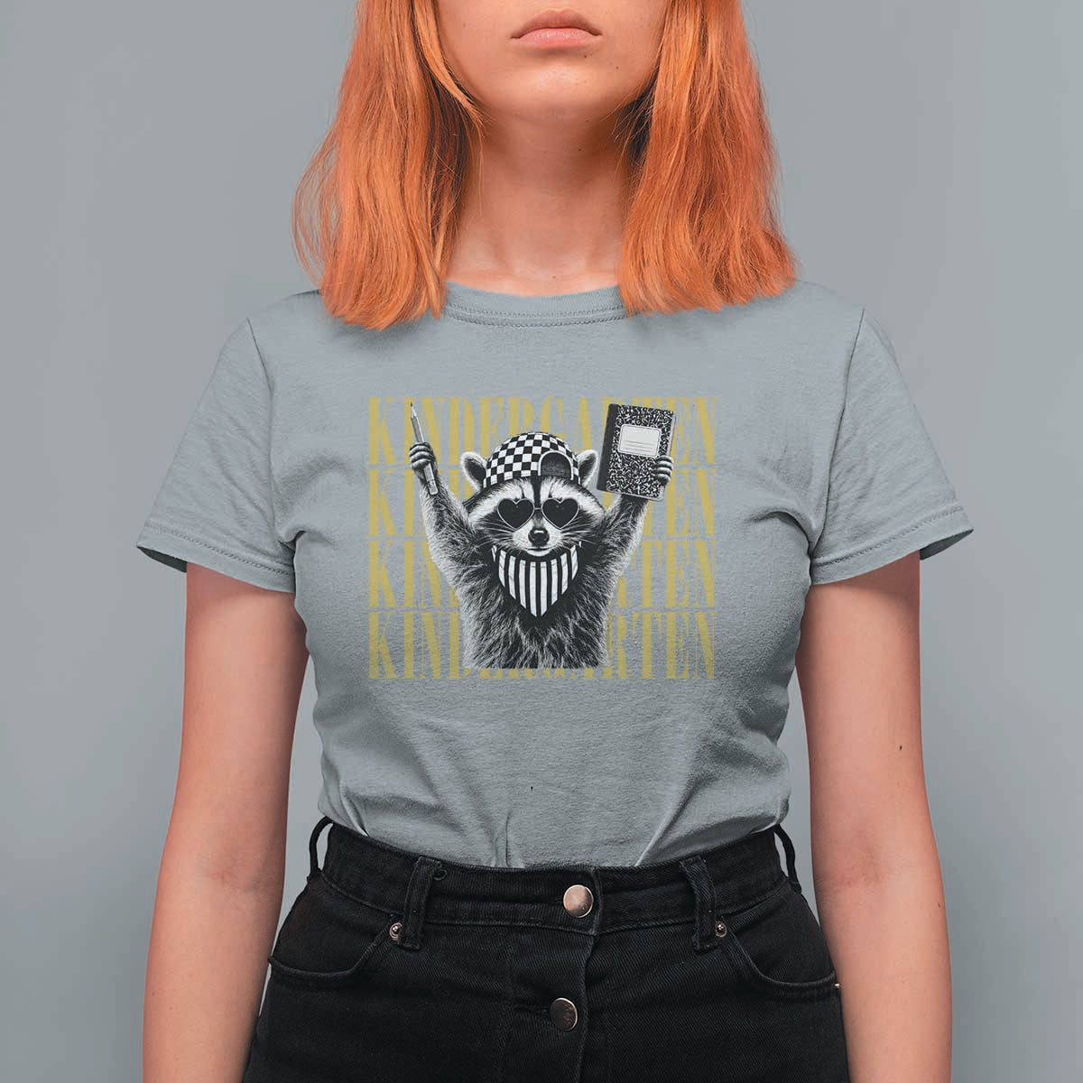 Cool Kindergarten Raccoon Back to School T Shirt For Women First Day of School Funny Kids Gift