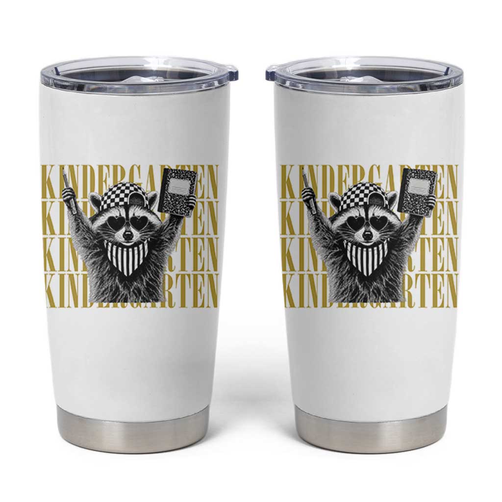 Cool Kindergarten Raccoon Back to School Tumbler Cup First Day of School Funny Kids Gift