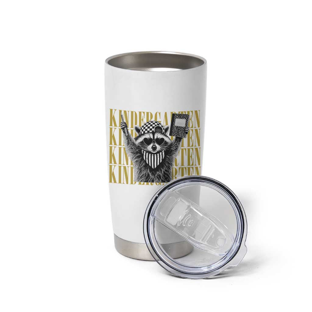 Cool Kindergarten Raccoon Back to School Tumbler Cup First Day of School Funny Kids Gift