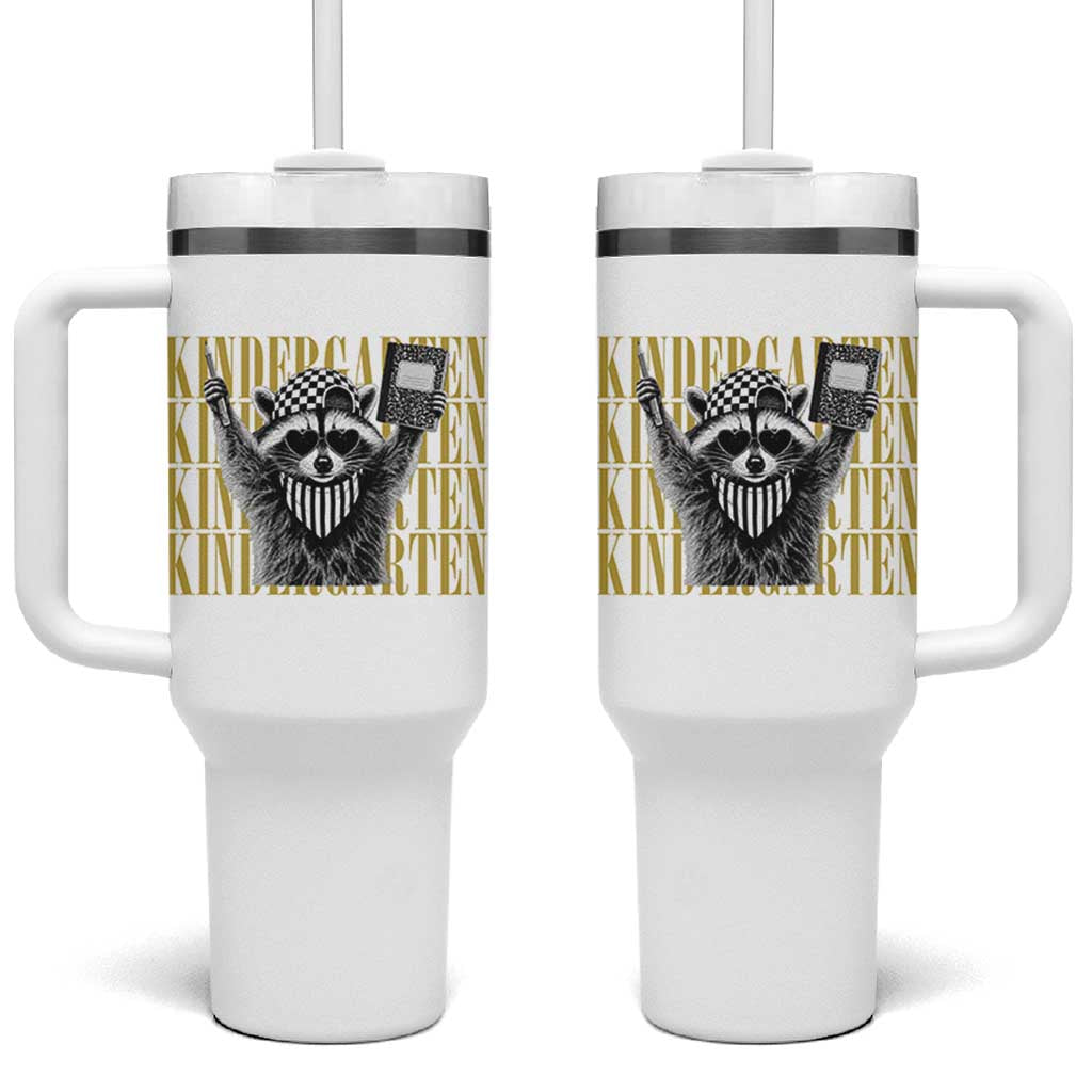 Cool Kindergarten Raccoon Back to School Tumbler With Handle First Day of School Funny Kids Gift