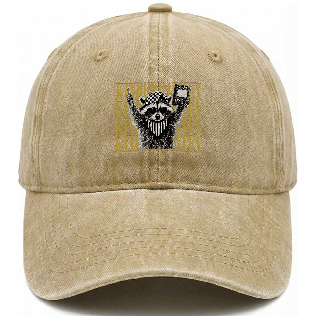 Cool Kindergarten Raccoon Back to School Washed Cotton Baseball Cap First Day of School Funny Kids Gift