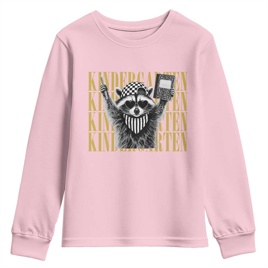 Cool Kindergarten Raccoon Back to School Youth Sweatshirt First Day of School Funny Kids Gift