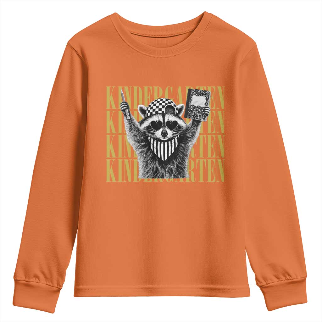 Cool Kindergarten Raccoon Back to School Youth Sweatshirt First Day of School Funny Kids Gift