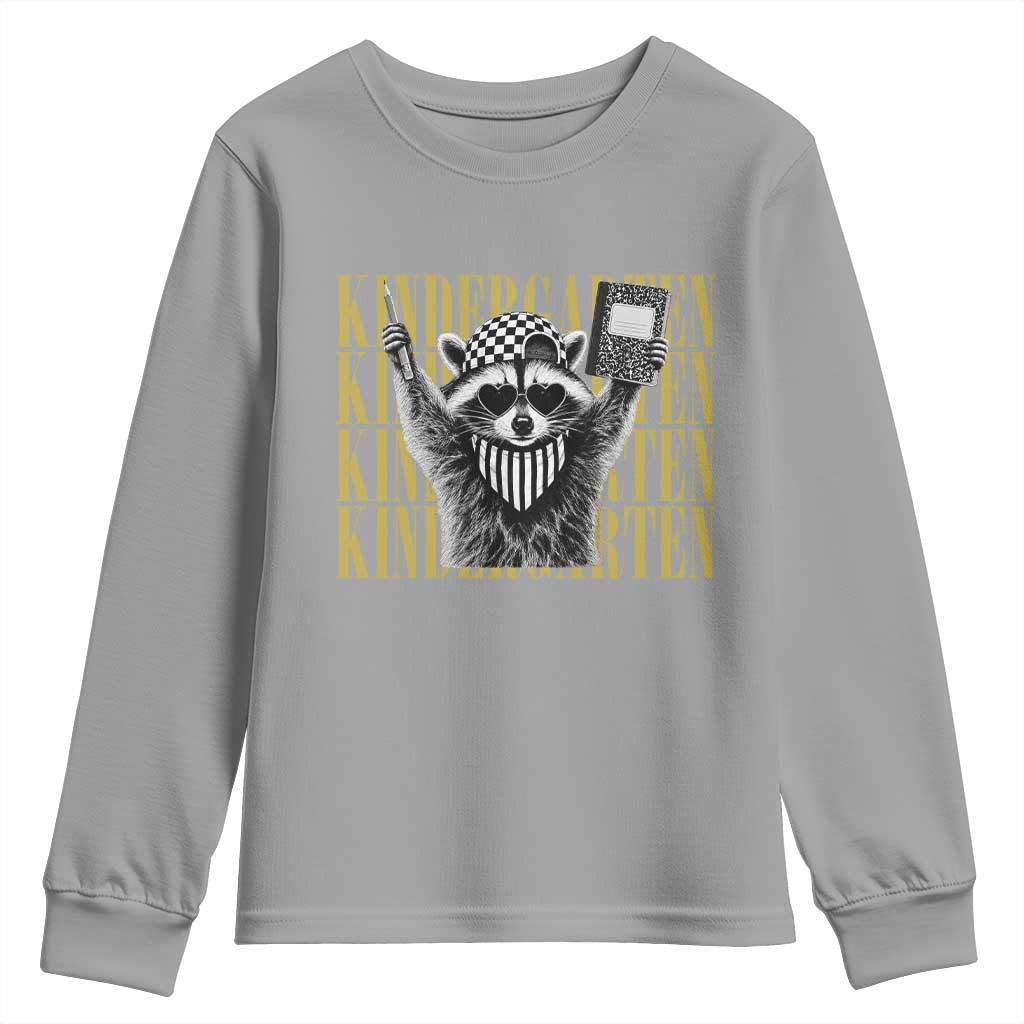 Cool Kindergarten Raccoon Back to School Youth Sweatshirt First Day of School Funny Kids Gift