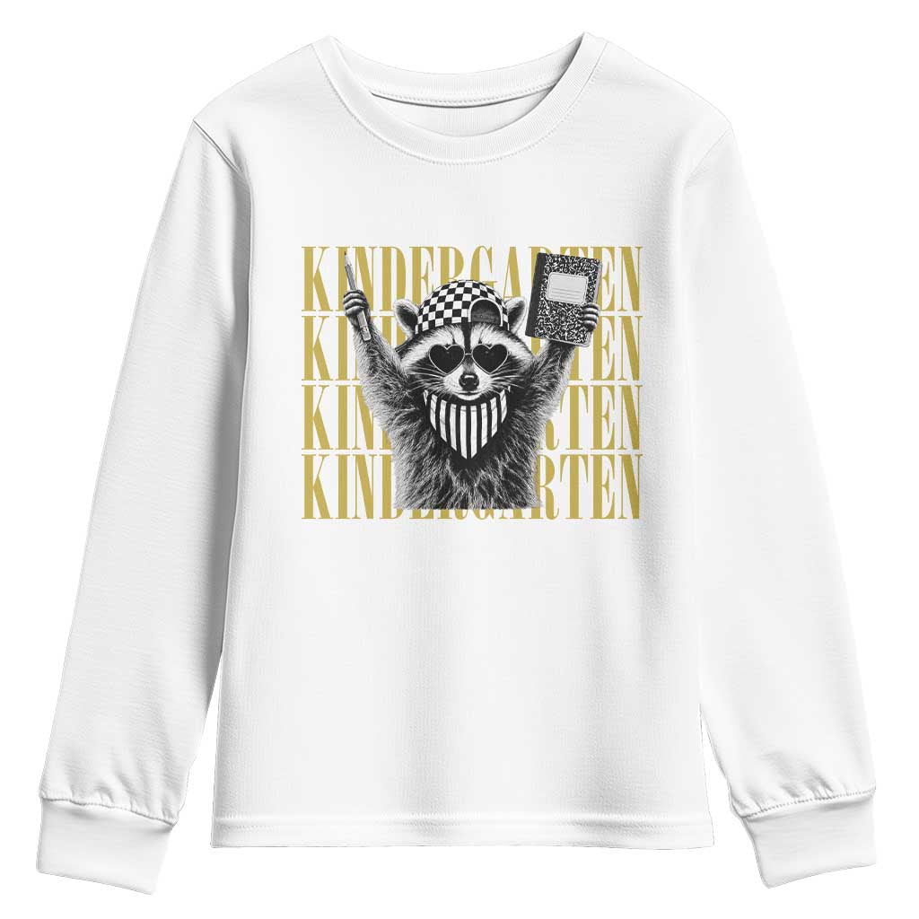 Cool Kindergarten Raccoon Back to School Youth Sweatshirt First Day of School Funny Kids Gift