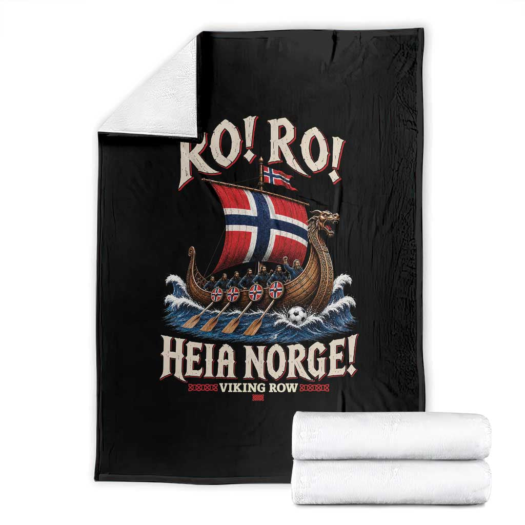 Funny Heia Norge Soccer Viking Row Throw Blanket Ro Ro Norway Football Fans Norwegian Pride