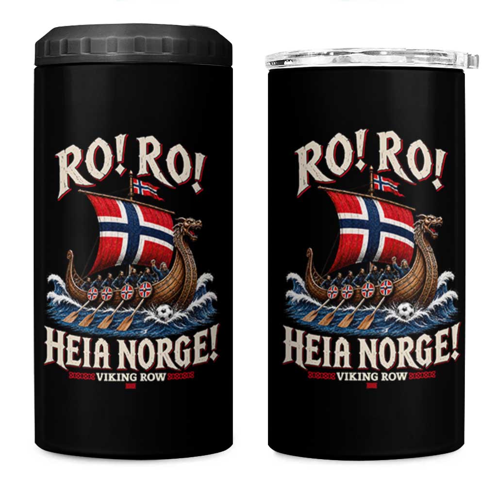 Funny Heia Norge Soccer Viking Row 4 in 1 Can Cooler Tumbler Ro Ro Norway Football Fans Norwegian Pride