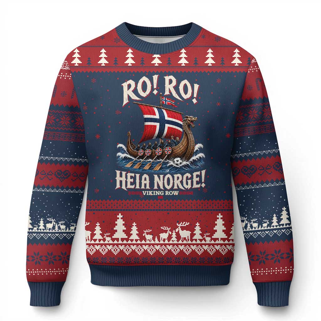 Funny Heia Norge Soccer Viking Row Ugly Christmas Sweater Ro Ro Norway Football Fans Norwegian Pride