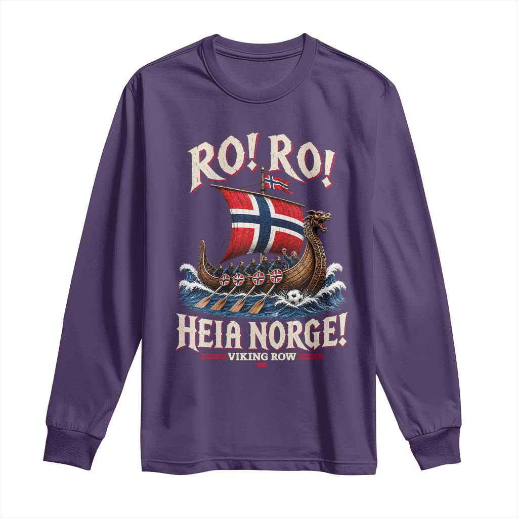 Funny Heia Norge Soccer Viking Row Long Sleeve Shirt Ro Ro Norway Football Fans Norwegian Pride
