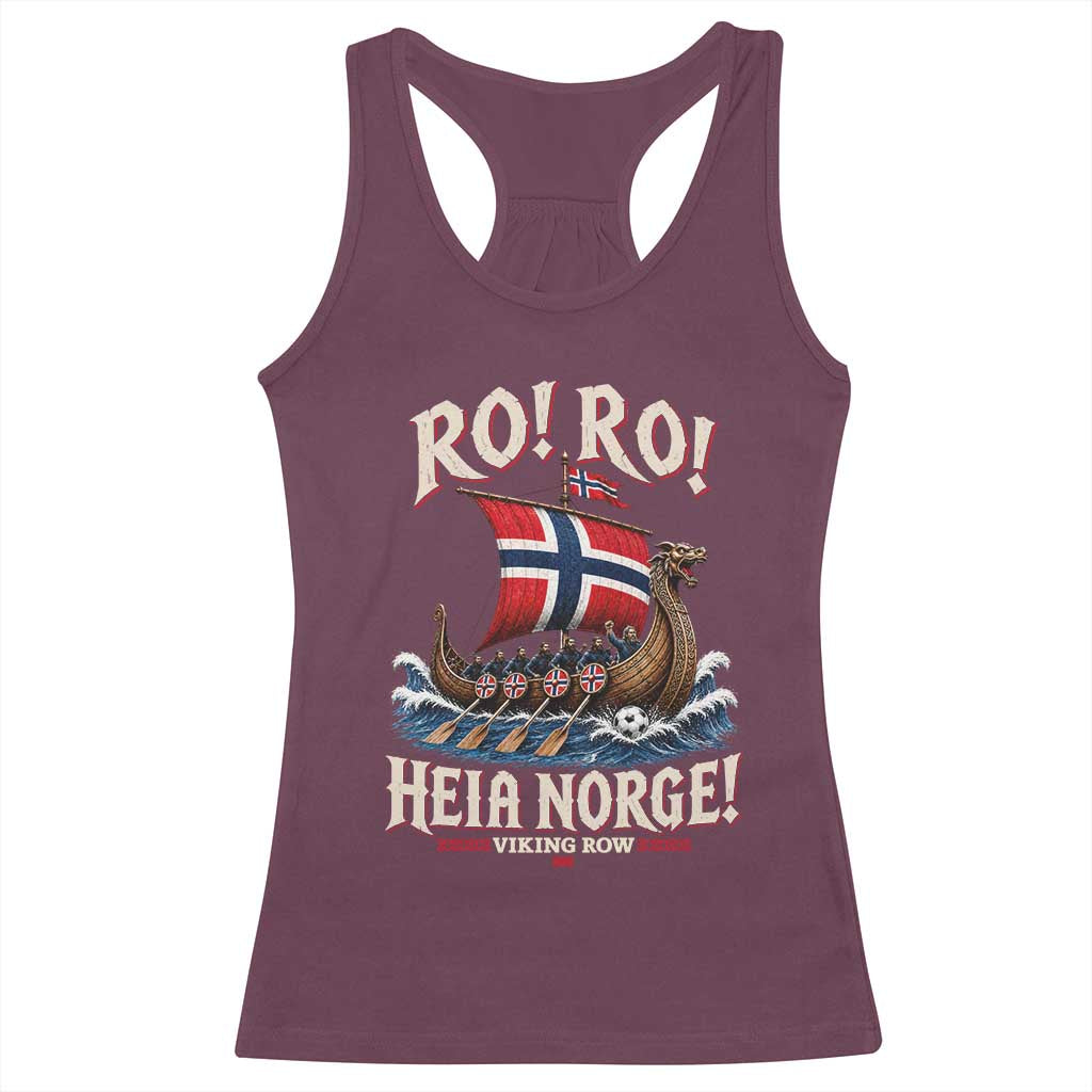 Funny Heia Norge Soccer Viking Row Racerback Tank Top Ro Ro Norway Football Fans Norwegian Pride