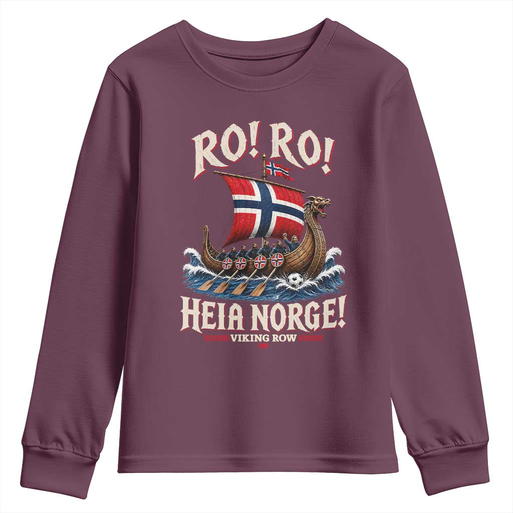Funny Heia Norge Soccer Viking Row Youth Sweatshirt Ro Ro Norway Football Fans Norwegian Pride