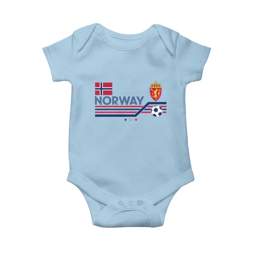 Classic Norway Football Emblem Graphic Baby Onesie Retro Norwegian Flag Coat of Arms Norge Soccer Fans