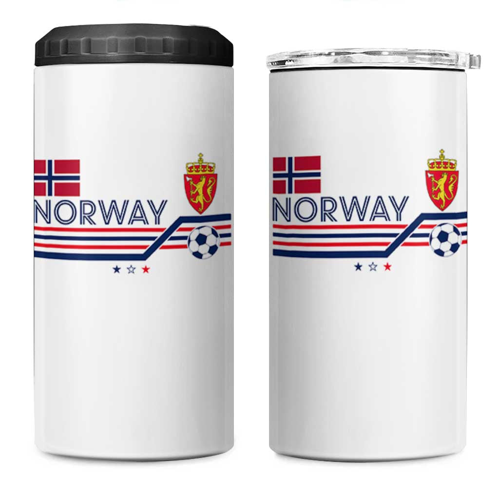 Classic Norway Football Emblem Graphic 4 in 1 Can Cooler Tumbler Retro Norwegian Flag Coat of Arms Norge Soccer Fans