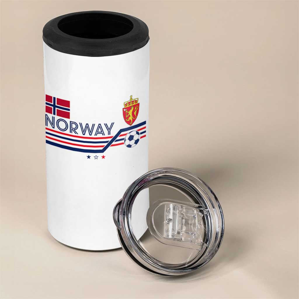 Classic Norway Football Emblem Graphic 4 in 1 Can Cooler Tumbler Retro Norwegian Flag Coat of Arms Norge Soccer Fans