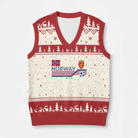 Classic Norway Football Emblem Graphic V-Neck Knit Sweater Vest Retro Norwegian Flag Coat of Arms Norge Soccer Fans