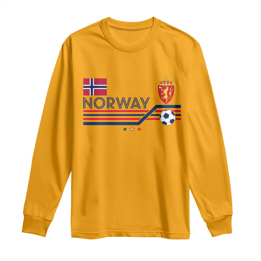 Classic Norway Football Emblem Graphic Long Sleeve Shirt Retro Norwegian Flag Coat of Arms Norge Soccer Fans