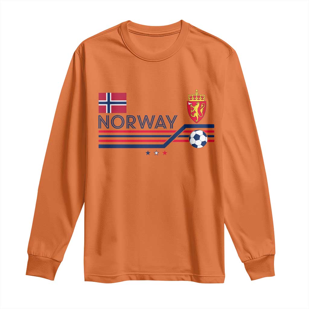 Classic Norway Football Emblem Graphic Long Sleeve Shirt Retro Norwegian Flag Coat of Arms Norge Soccer Fans