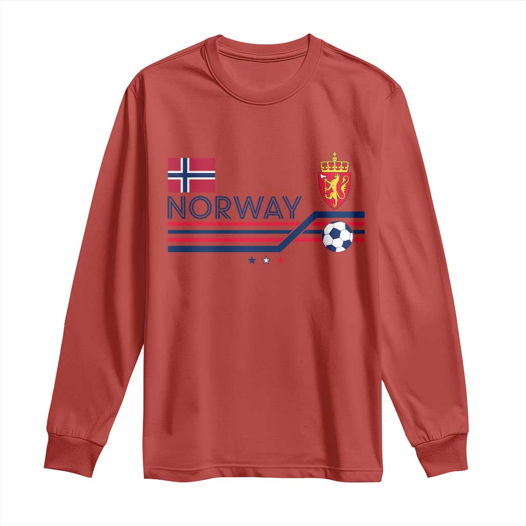 Classic Norway Football Emblem Graphic Long Sleeve Shirt Retro Norwegian Flag Coat of Arms Norge Soccer Fans