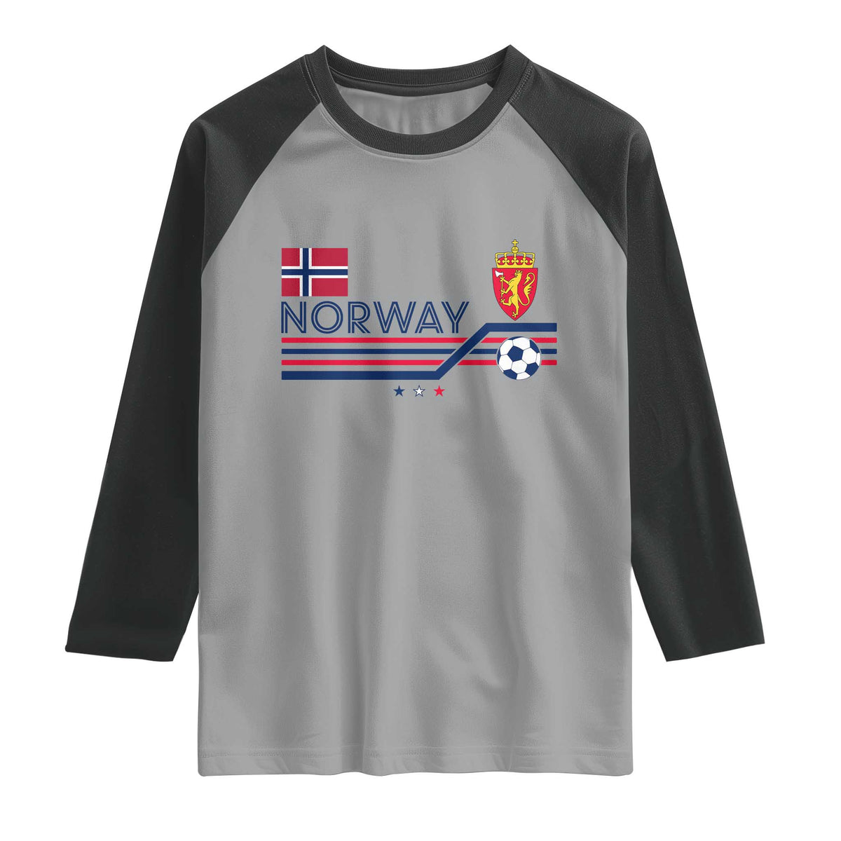 Classic Norway Football Emblem Graphic Raglan Shirt Retro Norwegian Flag Coat of Arms Norge Soccer Fans