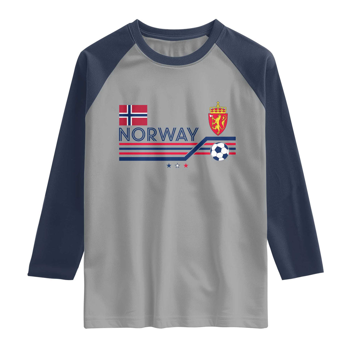 Classic Norway Football Emblem Graphic Raglan Shirt Retro Norwegian Flag Coat of Arms Norge Soccer Fans