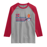 Classic Norway Football Emblem Graphic Raglan Shirt Retro Norwegian Flag Coat of Arms Norge Soccer Fans