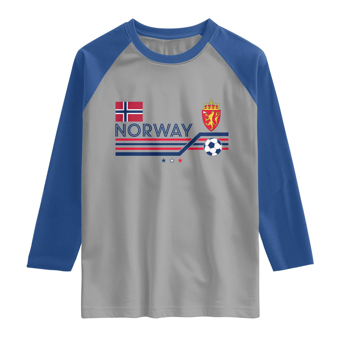 Classic Norway Football Emblem Graphic Raglan Shirt Retro Norwegian Flag Coat of Arms Norge Soccer Fans