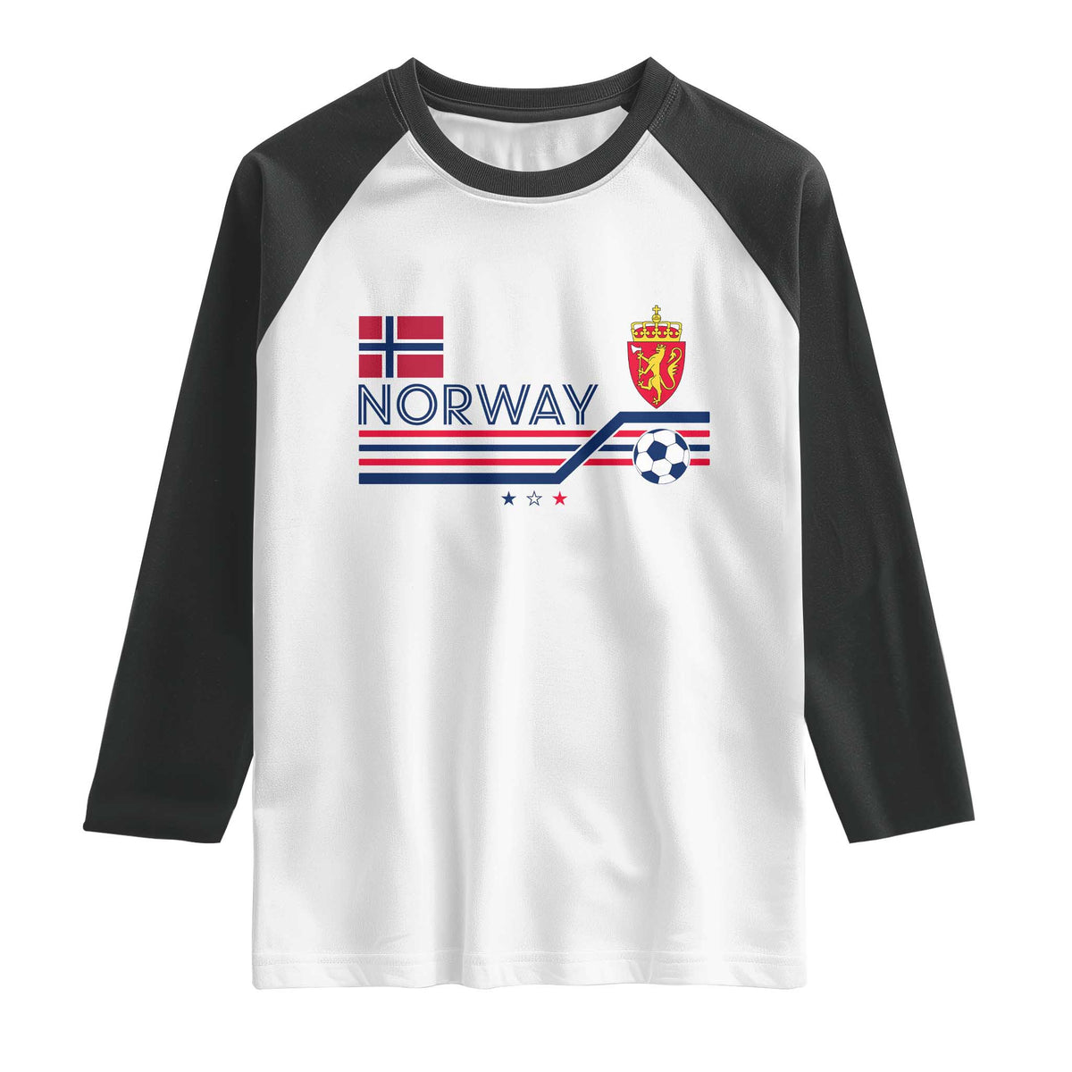Classic Norway Football Emblem Graphic Raglan Shirt Retro Norwegian Flag Coat of Arms Norge Soccer Fans
