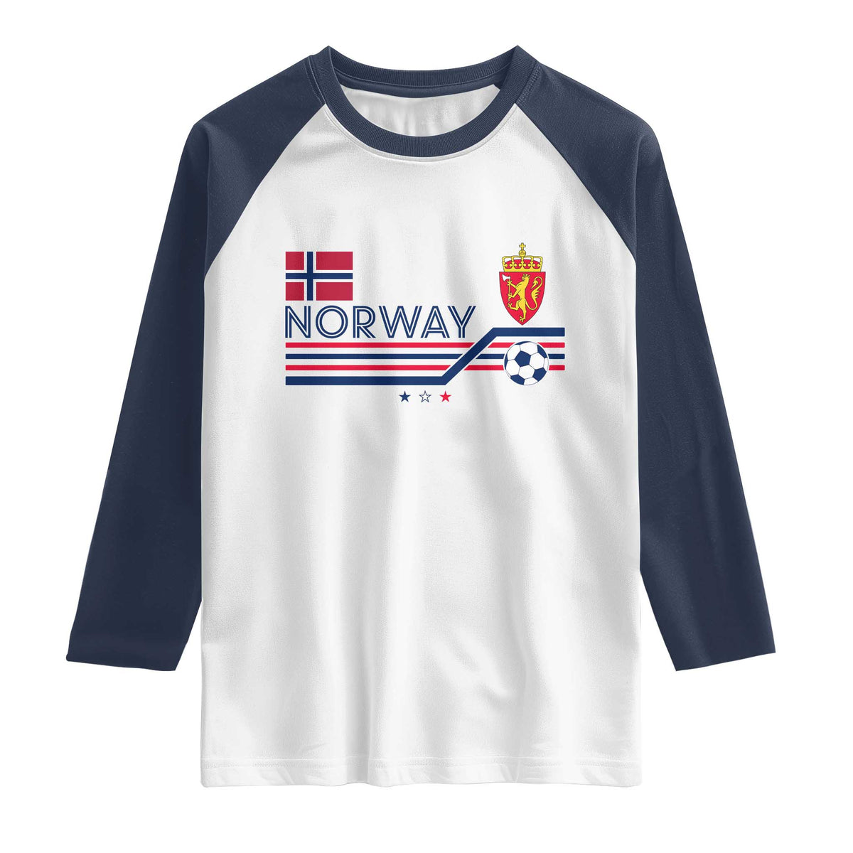 Classic Norway Football Emblem Graphic Raglan Shirt Retro Norwegian Flag Coat of Arms Norge Soccer Fans