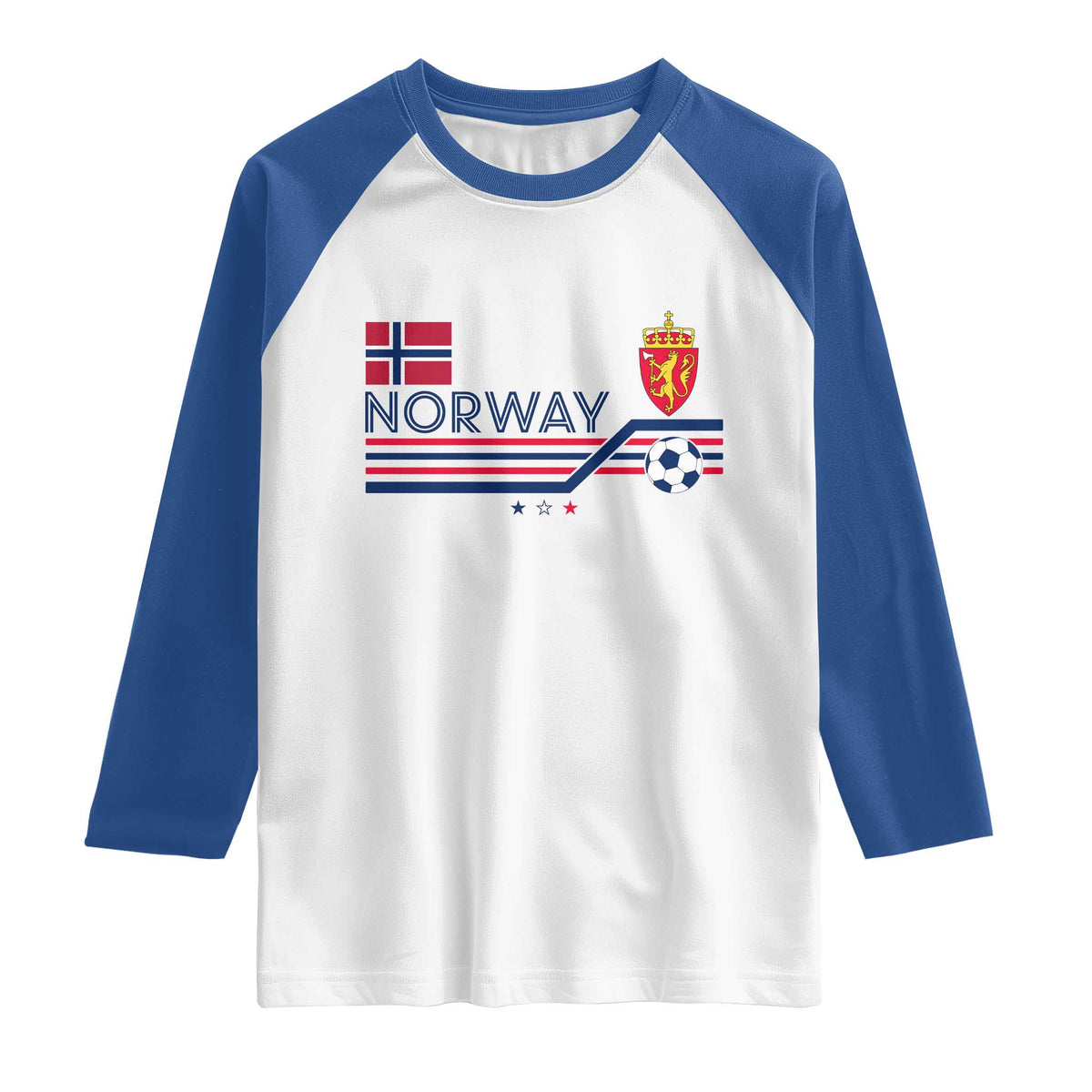 Classic Norway Football Emblem Graphic Raglan Shirt Retro Norwegian Flag Coat of Arms Norge Soccer Fans