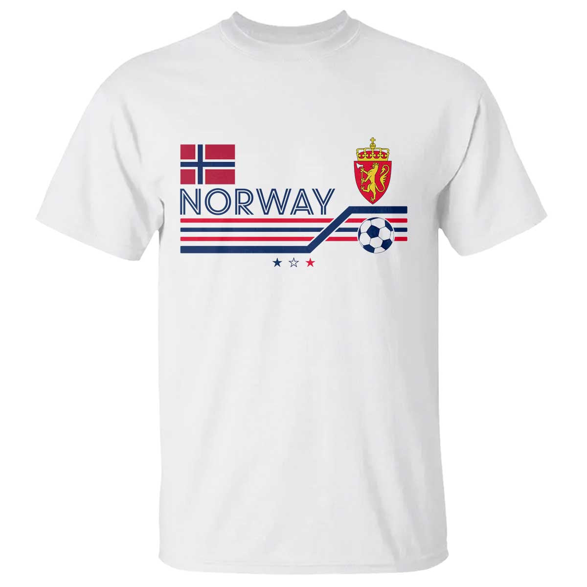 Classic Norway Football Emblem Graphic T Shirt Retro Norwegian Flag Coat of Arms Norge Soccer Fans