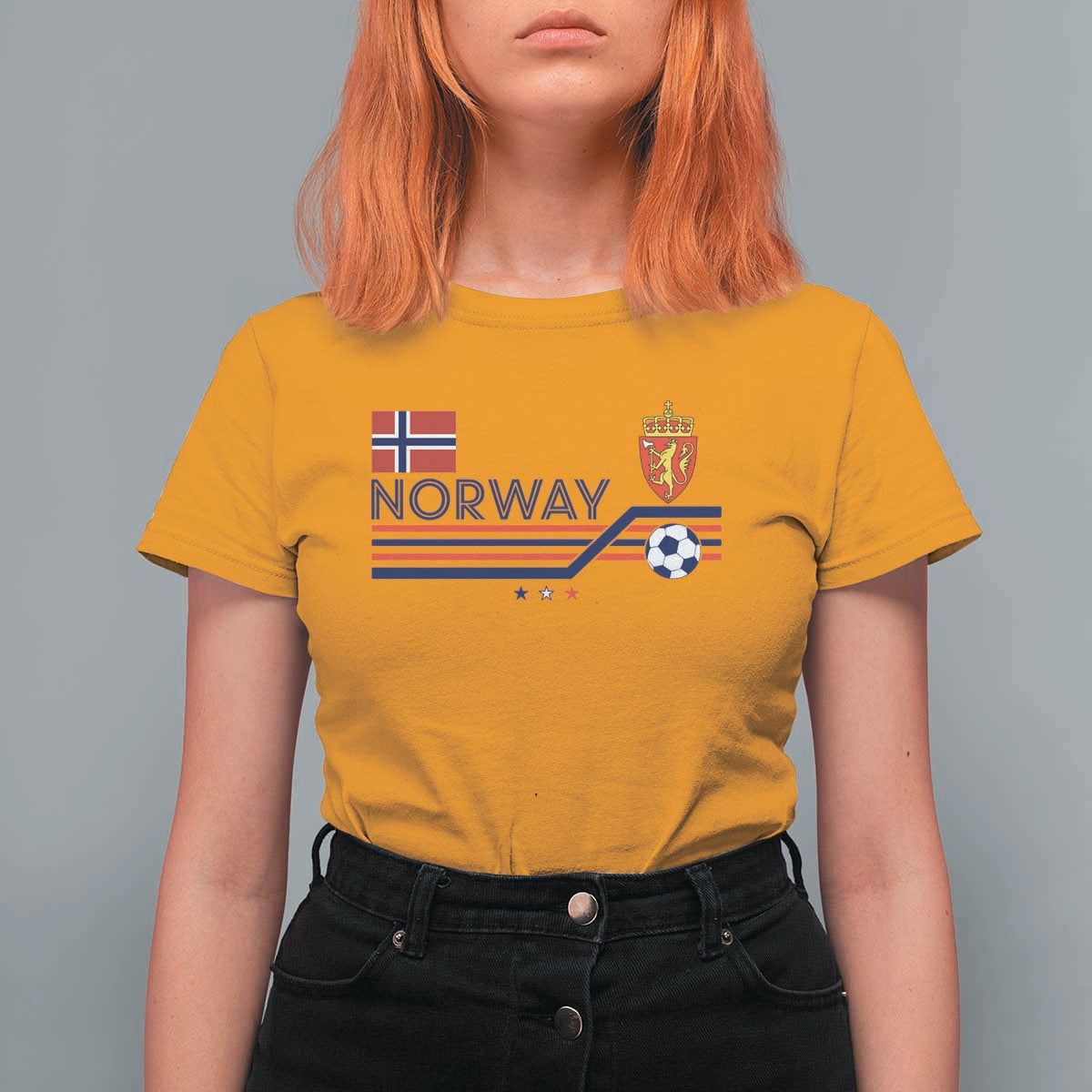 Classic Norway Football Emblem Graphic T Shirt For Women Retro Norwegian Flag Coat of Arms Norge Soccer Fans