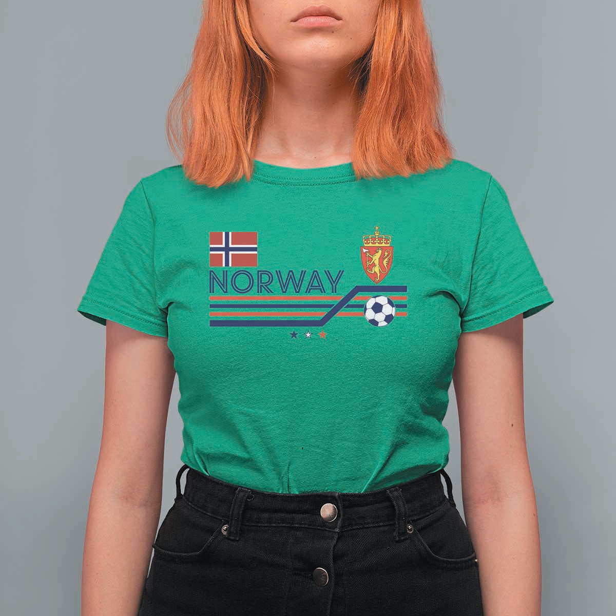Classic Norway Football Emblem Graphic T Shirt For Women Retro Norwegian Flag Coat of Arms Norge Soccer Fans