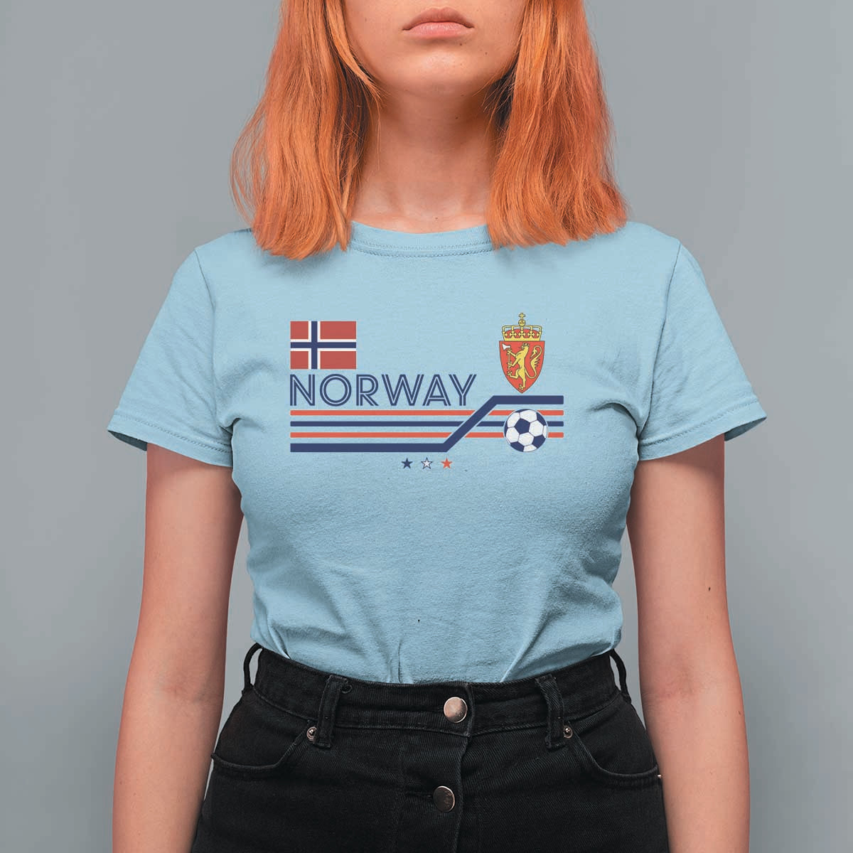 Classic Norway Football Emblem Graphic T Shirt For Women Retro Norwegian Flag Coat of Arms Norge Soccer Fans