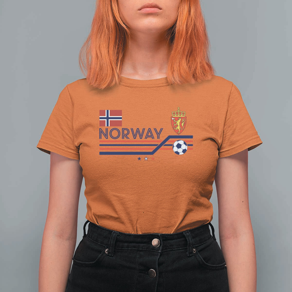 Classic Norway Football Emblem Graphic T Shirt For Women Retro Norwegian Flag Coat of Arms Norge Soccer Fans