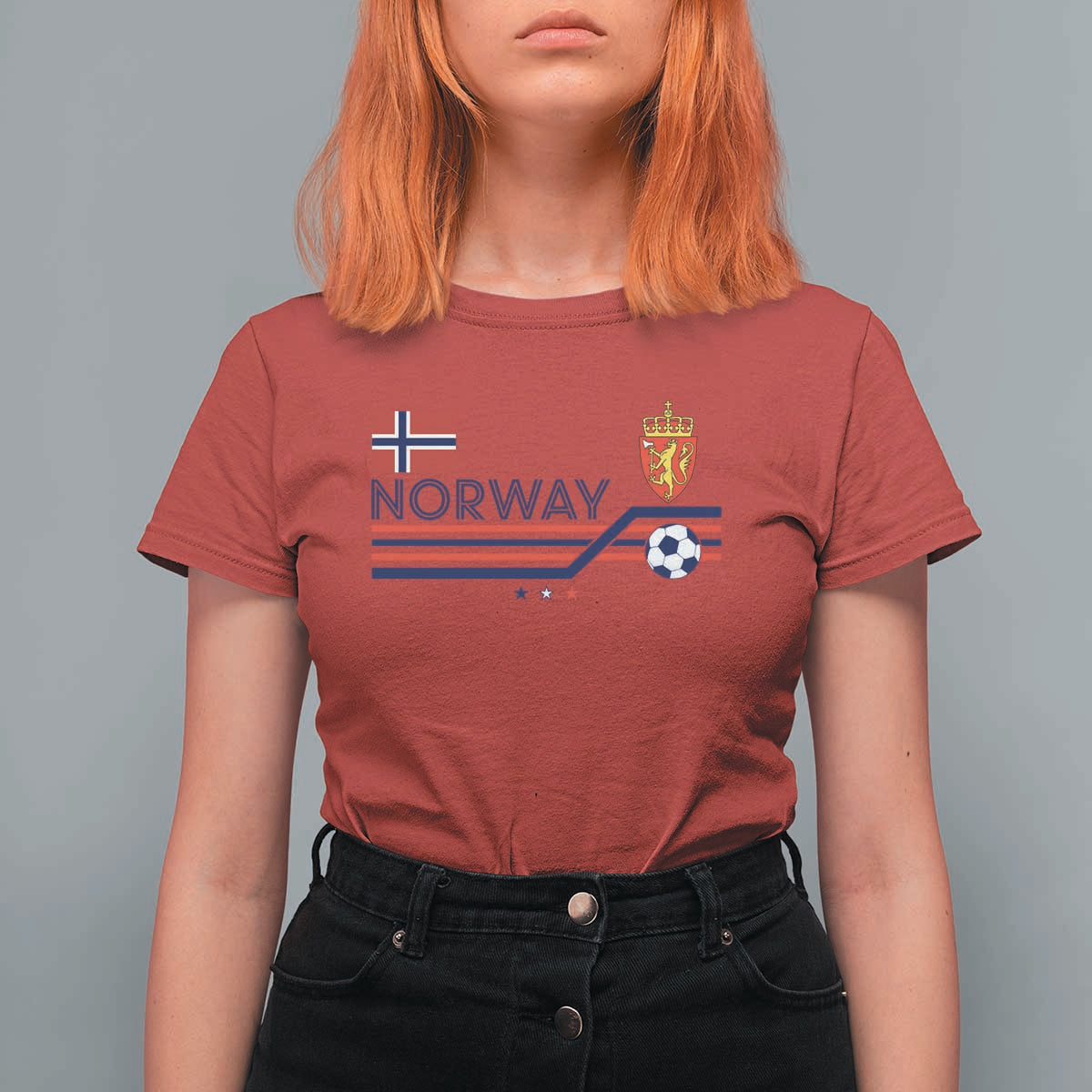 Classic Norway Football Emblem Graphic T Shirt For Women Retro Norwegian Flag Coat of Arms Norge Soccer Fans