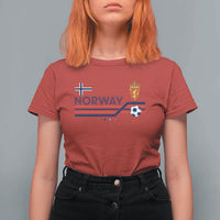 Classic Norway Football Emblem Graphic T Shirt For Women Retro Norwegian Flag Coat of Arms Norge Soccer Fans