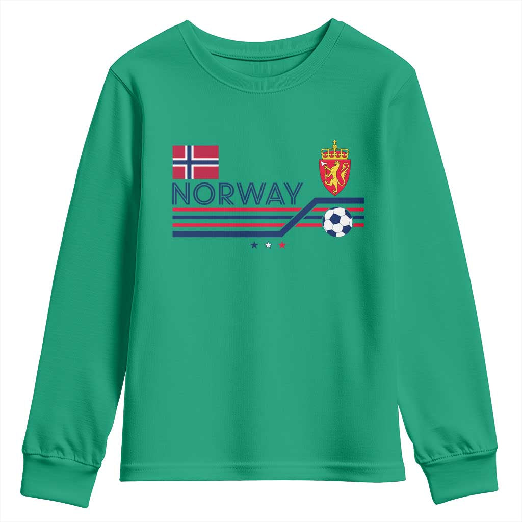 Classic Norway Football Emblem Graphic Youth Sweatshirt Retro Norwegian Flag Coat of Arms Norge Soccer Fans