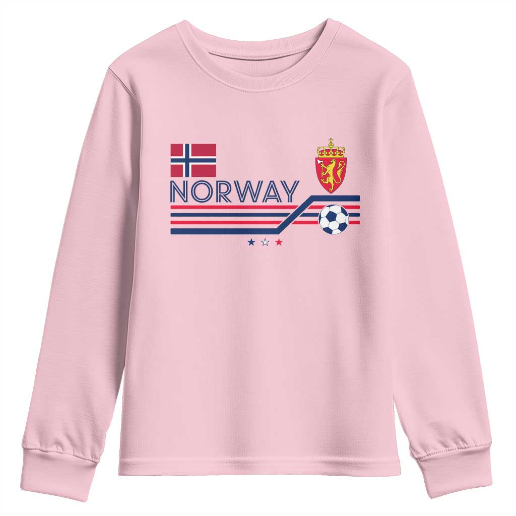 Classic Norway Football Emblem Graphic Youth Sweatshirt Retro Norwegian Flag Coat of Arms Norge Soccer Fans