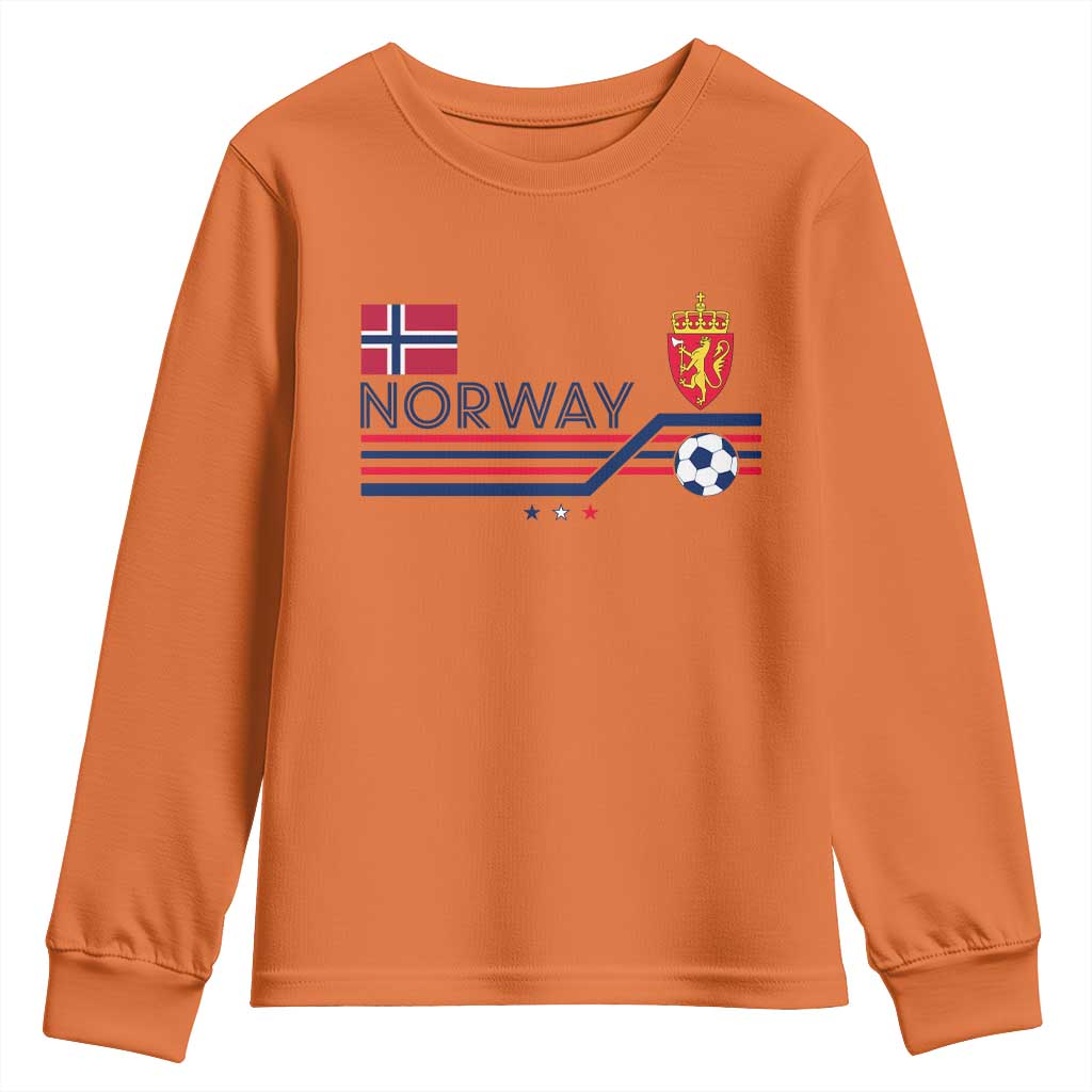 Classic Norway Football Emblem Graphic Youth Sweatshirt Retro Norwegian Flag Coat of Arms Norge Soccer Fans