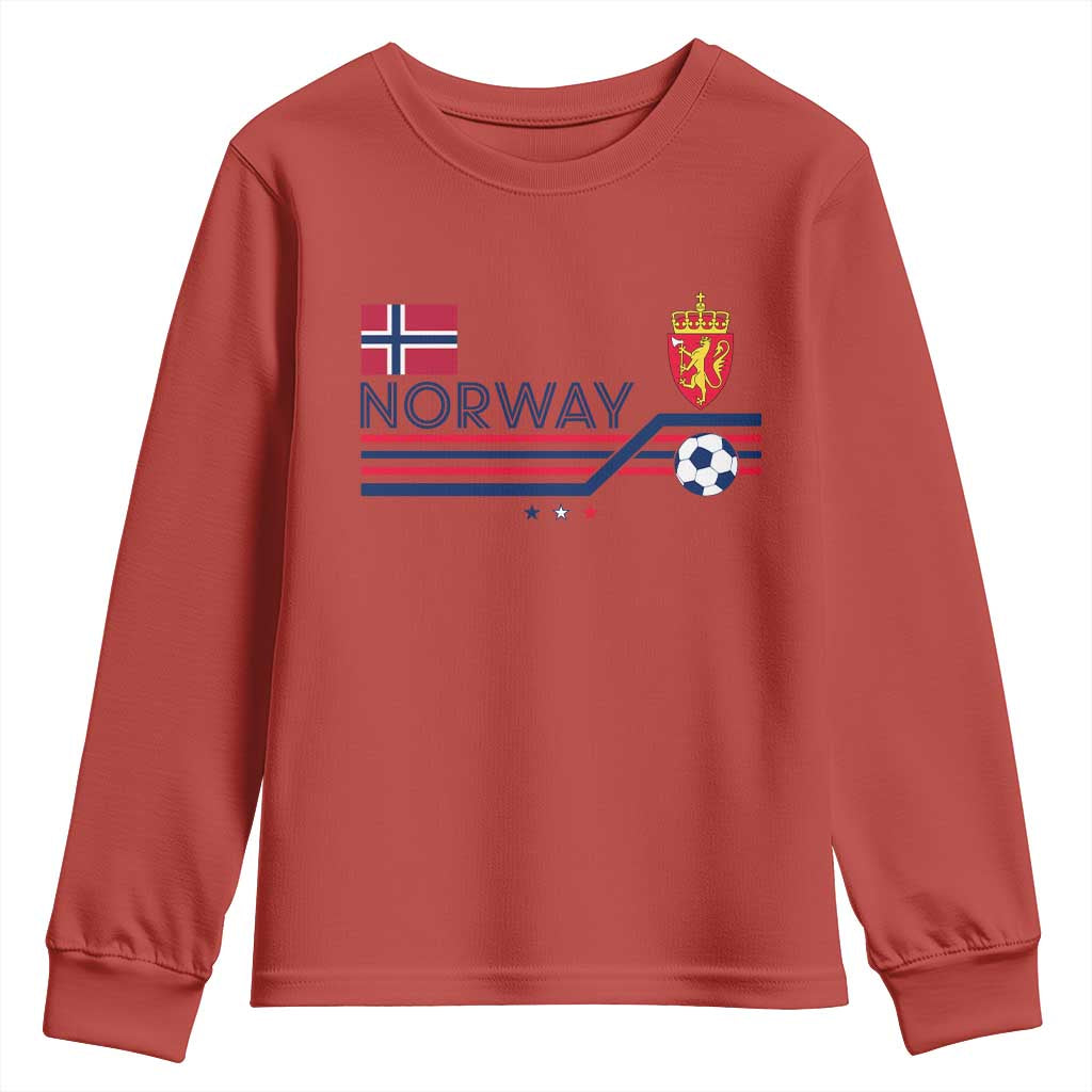 Classic Norway Football Emblem Graphic Youth Sweatshirt Retro Norwegian Flag Coat of Arms Norge Soccer Fans