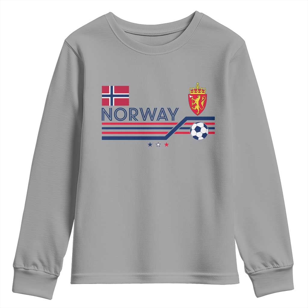 Classic Norway Football Emblem Graphic Youth Sweatshirt Retro Norwegian Flag Coat of Arms Norge Soccer Fans