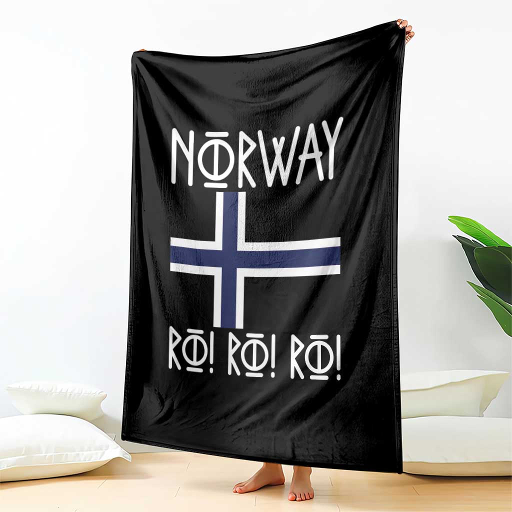 Norway Flag Ro Ro Ro Norse Rune Typography Graphic Throw Blanket Norge Football Fans Norwegian Pride