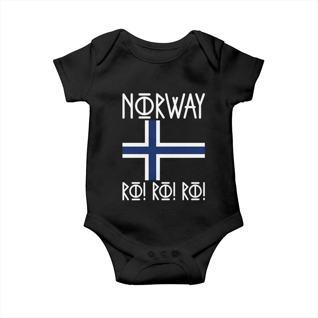 Norway Flag Ro Ro Ro Norse Rune Typography Graphic Baby Onesie Norge Football Fans Norwegian Pride