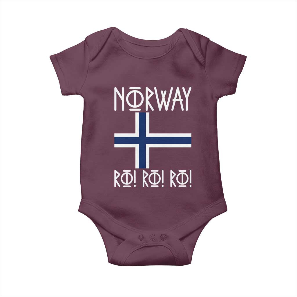 Norway Flag Ro Ro Ro Norse Rune Typography Graphic Baby Onesie Norge Football Fans Norwegian Pride